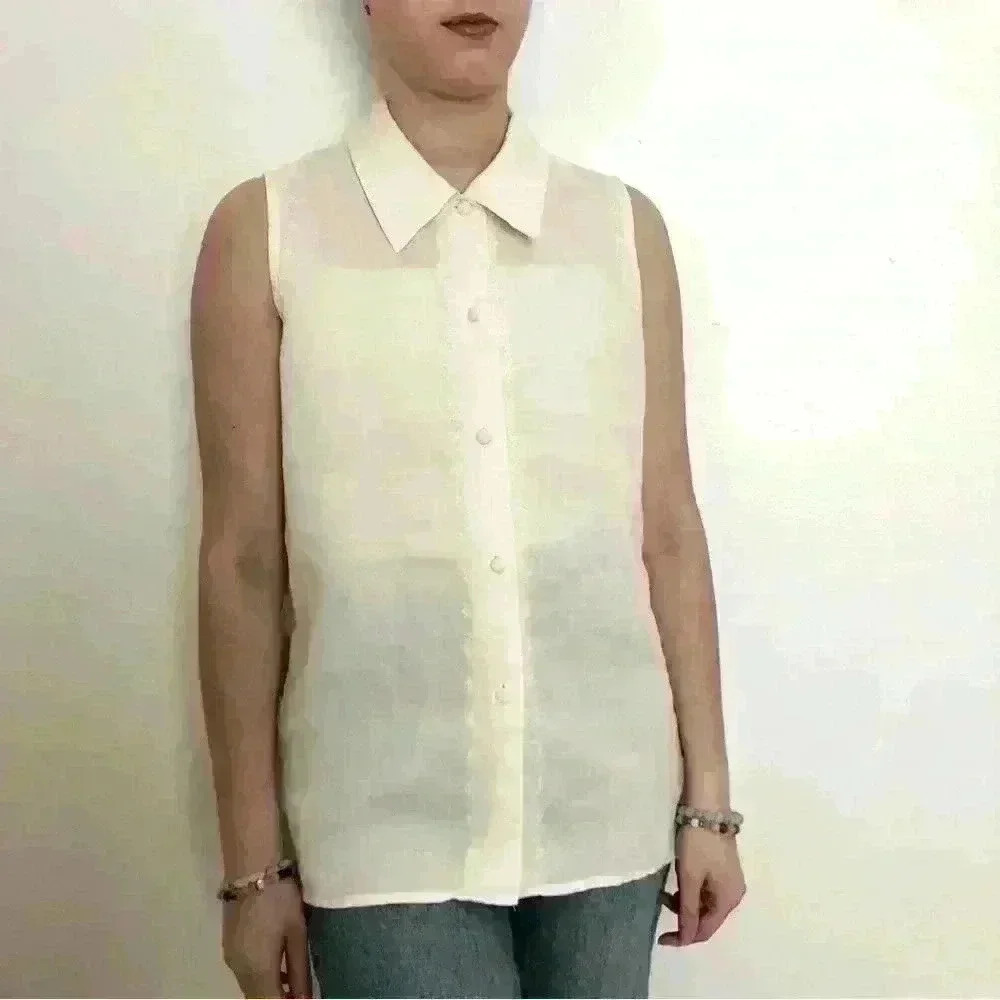 Ivory  Linen Shirt - Picture 3 of 6